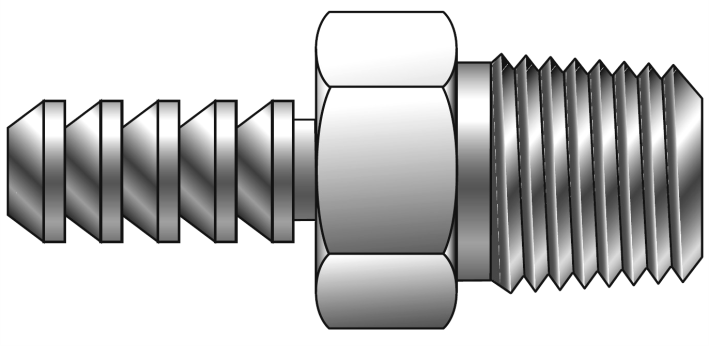 Barbed Connector to Male Pipe (For Fractional Tube)